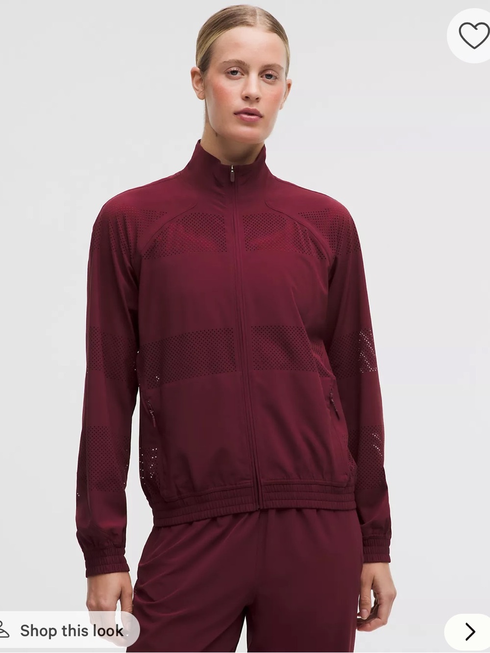 NWT lululemon athletica Burgundy Perforated Track Bomber Jacket Size 2